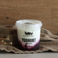 A 400g pot of our handmade farmhouse yoghurt, with a thick layer of delicious England Preserves blackcurrant compote.

Our yoghurt is virtually fat free, made with skimmed milk and naturally loaded with protein.
